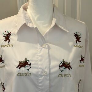 Christmas Reindeer tailored shirt Size 18 Excellent condition